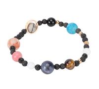 JOINPAYA Bracelet Planétaire Naturel Système Solaire en Pierre Bleue Sable, Bijou Poignet Créatif Unisexe, Style Cosmique, Présent Univers Thème Astronomie, Taille Unique