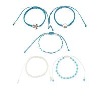 JOINPAYA Bracelet Tressé Bohème Tortue Lot de 5 Perles de Rocaille Bleu Ciel Bracelet de Cheville pour Femmes et Adolescentes Style Plage et Vacances Taille Unique Confortable