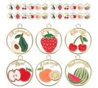 JOINPAYA Breloques en Métal Fruitées 30 Pièces 22X25 MM - Mini Pendentifs DIY pour Création Bijoux Boucles D’Oreilles Colliers Bracelets - Assortiment Fraise Orange Avocat Pomme