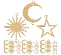 JOINPAYA Breloques Géométriques Pendentifs Lune Étoile Soleil pour Bricolage Bijoux Filles Alliage Doré 30 Pièces Création Artisanale Présents Anniversaire Noël