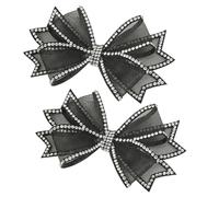 JOINPAYA Breloques pour Chaussures Nœud en Cristaux Noirs 2 Pièces Bijoux de Chaussures Décoratifs Amovibles pour Femmes Accessoires Mariage et Soirée Élégants