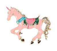 JOINPAYA Broche Cheval Émaillée en Métal et Cristaux Accessoire Élégant pour Costume et Cardigan Broche Décorative du Nouvel An Chinois 2026 Bijou de Poitrine Symbolique Feng Shui pour
