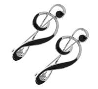 JOINPAYA Broche Épingle Note de Musique en Alliage de Zinc 2 Pièces Argentées Élégante pour Femmes Accessoire de Costume Fête et Chemise Design à Coulure D’huile Simple Raffinée