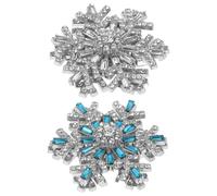 JOINPAYA Broche Flocon de Neige 3d Rotative, Bijoux Femme Pierre Brillante Bicolore Blanc et Bleu, Épingle de Revers Festive pour Manteaux et Foulards, Coffret 2 Pièces Noël et Fêtes D’hiver