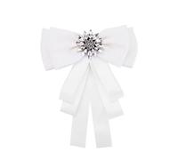JOINPAYA Broche Nœud Cravate Ornée De Cristaux Pour Femme Fille, Accessoire Décoratif Blanc, Épingle De Chemise Élégante, Tenue De Fête Et Cocktail, Taille Unique