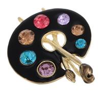 JOINPAYA Broche Palette de Peinture à L'Huile pour Femme Épingle de Revers Anti-Dévoilement Broche Noire à Cristaux Accessoire Mode Élégant pour Tailleur et Robe Présent Fête du Thé