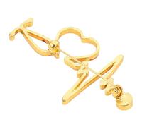JOINPAYA Broche Stéthoscope Électrocardiogramme en Métal Doré avec Cristaux Épingle de Poitrine Chic Cœur Accessoire de Costume pour Soirées et Événements