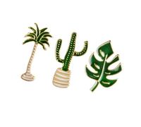 JOINPAYA Broches Femme Élégantes 3pcs en Alliage Forme Feuille Cactus et Cocotier, Épingles à Poitrine Fines et Attrayantes pour Décoration et Banquet