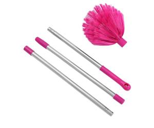 JOINPAYA Brosse Rigide en Acier Inoxydable et Nylon pour Toiture de Terrasse, Manche Antidérapant, Prise Stable, Rangement Facile, pour Enlever Toiles D'araignée et Débris