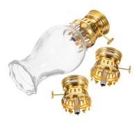JOINPAYA Brûleur de Lampe à Pétrole Rétro en Métal, Kit 3 Pièces Abat-Jour en Verre à Bord Festonné, Petit Format Doré, Accessoire pour Lampe à Huile Vintage D’intérieur