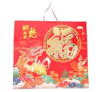 JOINPAYA Calendrier Mural Suspendu Imprimé 2024 Style Chinois Dragon Calendrier Mensuel Traditionnel Date Lunaire Accessoire Maison et Bureau Pratique