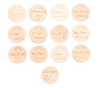 JOINPAYA Cartes de Croissance Bébé 13 Pièces en Bois, Double Face, pour Naissance et 1re Année, Accessoires Photo pour Baby Shower