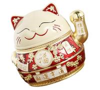 JOINPAYA Cendrier Décoratif de Chat Maneki Neko en Alliage D'aluminium Résistant avec Couvercle Anti-Vent pour Décoration de Bureau à Domicile Élégante et Fonctionnelle