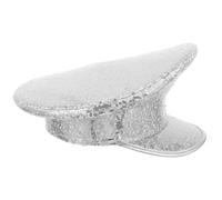 JOINPAYA Chapeau de Capitaine Paillettes Argenté, Accessoire Costume Adulte | Polyester Léger, Facile à Ajuster et Confortable, pour Mascarade et Spectacle de Scène