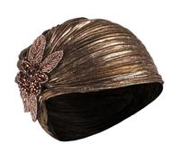 JOINPAYA Chapeau Turban pour Femme Léger à Volants Dorés Tissu Plissé Élégant Couleur Or 1 Pièce pour Intérieur et Extérieur Accessoire et Enveloppant