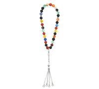 JOINPAYA Chapelet Musulman en Agate Naturelle 33 Perles Colorées Pendentif Aléatoire Accessoire de Prière Résistant à L’Usure Présent Religieux pour Usage Personnel et Décor Voiture