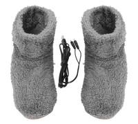 JOINPAYA Chaussures Chauffantes USB pour Hommes Pantoufles Électriques en Peluche Grise Taille Moyenne Rechargeables Confort Thermique pour Bureau et Usage Intérieur Hivernal