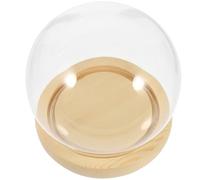 JOINPAYA Cloche en Verre Transparente avec Base en Bois Naturel, Dôme Décoratif 12 Cm, Protection Anti-poussière pour Fleurs Préservées, Vitrine Créative pour Décoration Intérieure