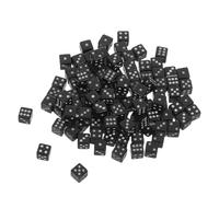 JOINPAYA Collection de 100 Mini Dés Noirs à 6 Faces en Plastique, Petits Dés de Jeu Portables et Solide pour Activités Ludiques, Jeux de Société et Bricolage, Points Faciles à Lire, Format