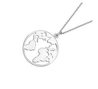 JOINPAYA Collier Carte du Monde en Alliage Pendentif Voyage Ajouré Bijou Résistant à L'Usure pour Sorties et Fêtes