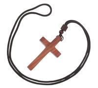 JOINPAYA Collier Croix en Bois de Santal Sculpté à la Main Pendentif Crucifix Rétro Unisexe Bijou D’Église Hypoallergénique Accessoire Spirituel Léger pour Usage Quotidien et Présents