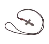JOINPAYA Collier Croix Religieuse en Bois Foncé, Pendentif Rustique et Hypoallergénique, Expression de Foi pour Cérémonies D'église et Présents Chrétiens