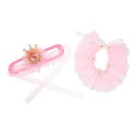 JOINPAYA Collier d'anniversaire pour Chat et Chien en Dentelle Blanche, Couronne Princesse Rose, Ensemble 2 Pièces, Accessoire pour Animaux de Compagnie pour Fêtes et Occasions Spéciales