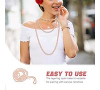 JOINPAYA Collier de Perles Nouées à Plusieurs Rangs Long 15 M Fausses Perles en Verre Couleur Dorée Collier Pull Femme Multifonction Accessoire Mode pour Mariages et Tenue Hivernale