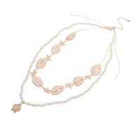JOINPAYA Collier de Plage Bohème pour Femmes - Collier Ras du Cou à Double Rangée de Perles et Coquillages Pendentif Tortue - Accessoire D’Été Fait Main pour Vacances et Bord de Mer