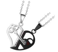 JOINPAYA Collier en Acier Inoxydable pour Couple Pendentif Cœur Puzzle Assorti 1 Paire Couleur Love You Noir Bijoux de Relation pour Homme et Femme Présent Saint-Valentin Romantique