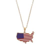 JOINPAYA Collier Pendentif Carte des États- en Acier Inoxydable Poli Doré, Bijou Drapeau Américain pour Femmes, Résine Américaine Journée Patriotique, Présent Mode Quotidien et Fête