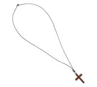 JOINPAYA Collier Pendentif Croix en Bois Naturel Petit Modèle Perle de Chance Cordon Cire Marron Clair Bijou Chrétien pour Femme Accessoire Spirituel de Protection et Présent de Baptême