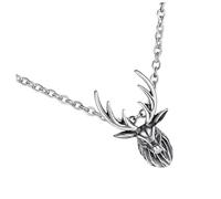 JOINPAYA Collier Pendentif en Acier Titane Pendentif Cerf Vintage, Chaîne O Simple, Collier Clavicule Délicat pour Femmes et Hommes, Bijou Créatif et Mode, Présent Noël