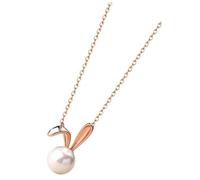 JOINPAYA Collier Pendentif Lapin Femme en Perles Chaîne Ras du Cou, Collier Minimaliste en Plaqué Or Rose, Bijou du Zodiaque pour Femmes, Accessoire Élégant pour Toutes Occasions
