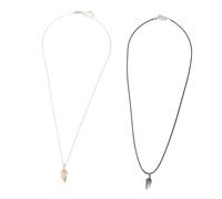 JOINPAYA Collier Pendentif pour Couple Cœur Brisé 1 Chaîne Dorée 1 Cordon Noir Bijoux Romantiques Élégants pour Amoureux Présent Saint-Valentin Accessoire Mode Fête