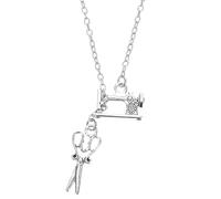 JOINPAYA Collier Pendentif Vintage Mini Ciseaux Machine à Coudre en Alliage Argenté Bijou Fantaisie pour Femme Accessoire de Cou Unique pour Passionnées de Couture Présent Original pour