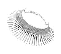 JOINPAYA Collier Ras du Cou Imposant en Métal Argenté à Motif Rayé Africain Chaîne Clavicule Courte pour Femme Bijou Ethnique Accessoire de Cou pour Soirées et Occasions Spéciales