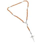 JOINPAYA Collier Religieux en Bois Marron avec Perles et Croix, Amulette Élégante pour Vitalité Positive, pour Occasions Sacrées et Usage Quotidien