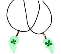 JOINPAYA Collier Trefle Simple avec Ornements de Fleurs Sechees Pendentif Delicat pour Fille Bijoux Fait Main Design Naturel