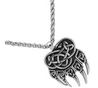 JOINPAYA Collier Viking Pendentif Griffe D’Ours en Acier Inoxydable Double Face pour Homme Bijou Vintage Punk Collier Amulette Nordique Accessoire Masculin Usage Quotidien et Soirée