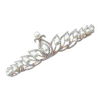 JOINPAYA Couronne de Mariage pour Femmes Perles Artificielles et Strass en Alliage Argenté, Serrage-tête Élégant pour Mariée et Soirée de Gala