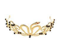 JOINPAYA Couronne Serpent en Alliage Doré Strass Noirs, Diadème Ajustable pour Mariée et Fête, Bandeau Couronne Vintage Égyptien, Accessoire Coiffure Mariage et Anniversaire, Déguisement