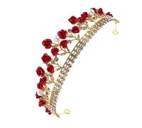 JOINPAYA Couronne Tiara Rouge Rose Alliage Diadème Princesse et Confortable pour Mariée Accessoire de Mariage Romantique avec Strass Headband Polyvalent pour Fête et Cérémonie