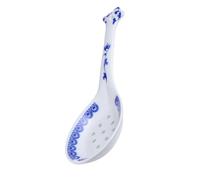 JOINPAYA Cuillère à Soupe en Céramique Bleu Blanc Style Chinois, Grosse Taille Long Manche Antidérapant, Louche Asiatique pour Soupe, Riz et Condiments, Ustensile Cuisine Traditionnel 1