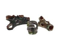 JOINPAYA Décor D'aquarium Tronc d'arbre Creux Lot de 3 Pièces Cachette Tonneau et Grotte Petite Taille en PVC pour Poissons Betta Crevettes Abri Aquatique Ornement Terrarium