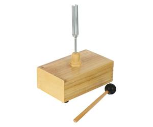 JOINPAYA Diapason pour Expériences Acoustiques et Maillet en Caoutchouc Monté Socle 512hz Boîte de en Bois et Conduction des Ondes Sonores