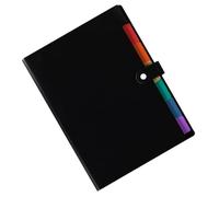JOINPAYA Dossier Accordéon Léger en PP Noir pour Papiers A4 7 Compartiments, Organisateur de Fichiers Portable pour Rangement Bureau et Travail