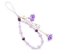 JOINPAYA Dragonne de Téléphone Portable à Perles Pourpre, Fleur Strass