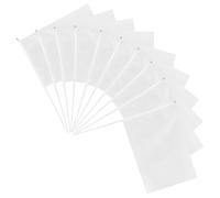 JOINPAYA Drapeaux à Main DIY 10 Pièces 20X30 CM Blancs Manches PP 40 CM pour Support Sportif, Drapeaux Vierges Peinture, Signalisation Arbitre et Match Extérieur