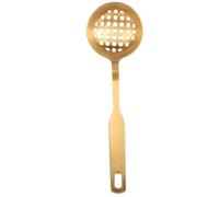 JOINPAYA Écumoire Passoire à Pâtes en Acier Inoxydable 304 Doré 25 Cm, Louche à Trous pour Friture et Cuisson, Ustensile la Cuisine Multifonction pour Filtrer Soupes et Bouillons